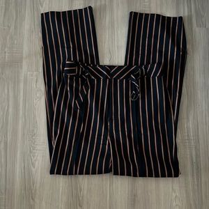 Free People Belted Navy with Red and Gold Strip Pants